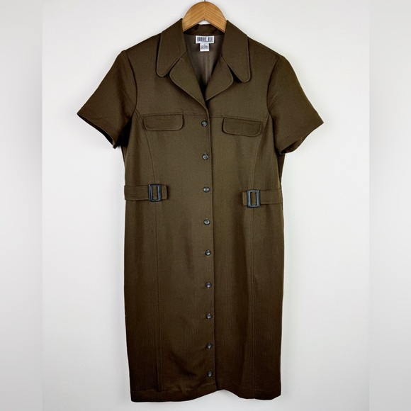 Robbie Bee Vintage Olive Green Shirt Dress - Picture 1 of 8